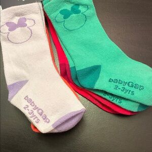 NWT Disney Colorful BabyGap crew Socks Set - Pink, Red, Orange, Green